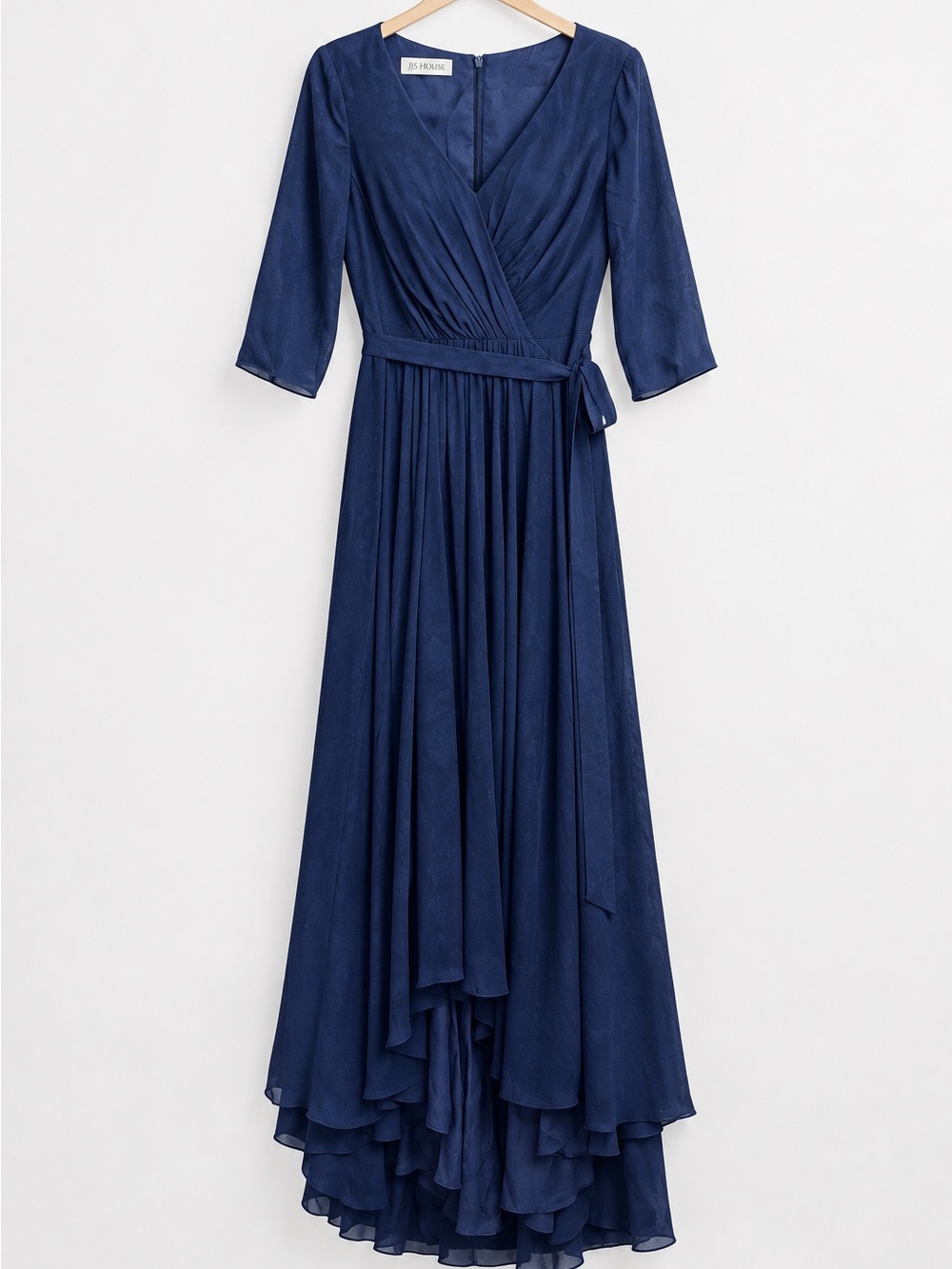 JJs House Dark Navy V-Neck Chiffon High Low Dress Women’s 10 Bridesmaid Wedding